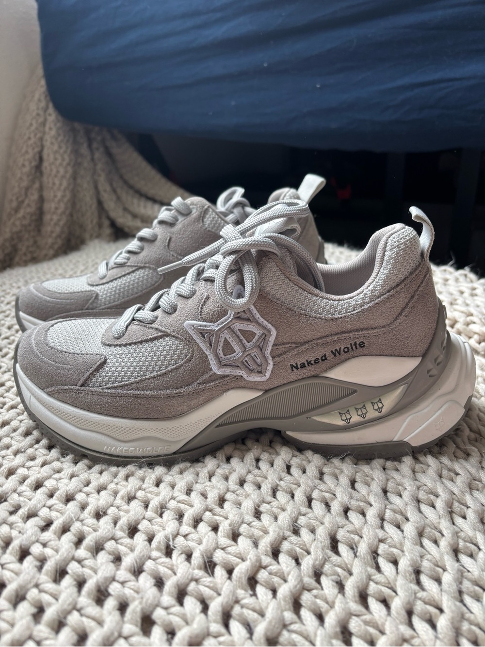 Naked Wolfe Women's Taupe/Grey Chunky Sneakers
